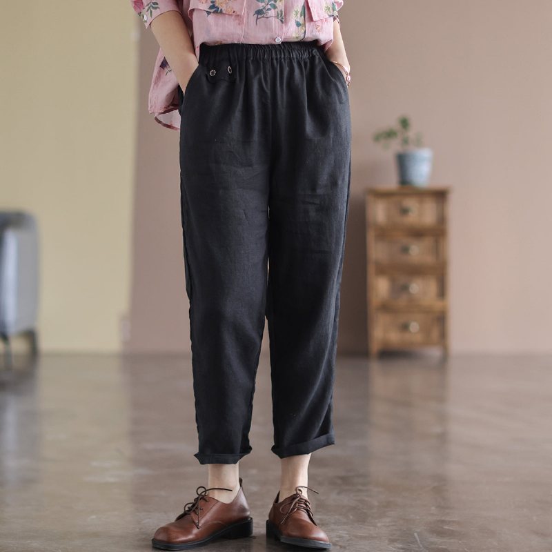 Dame Lin Retro Løs Casual Ninth Harem Bukser