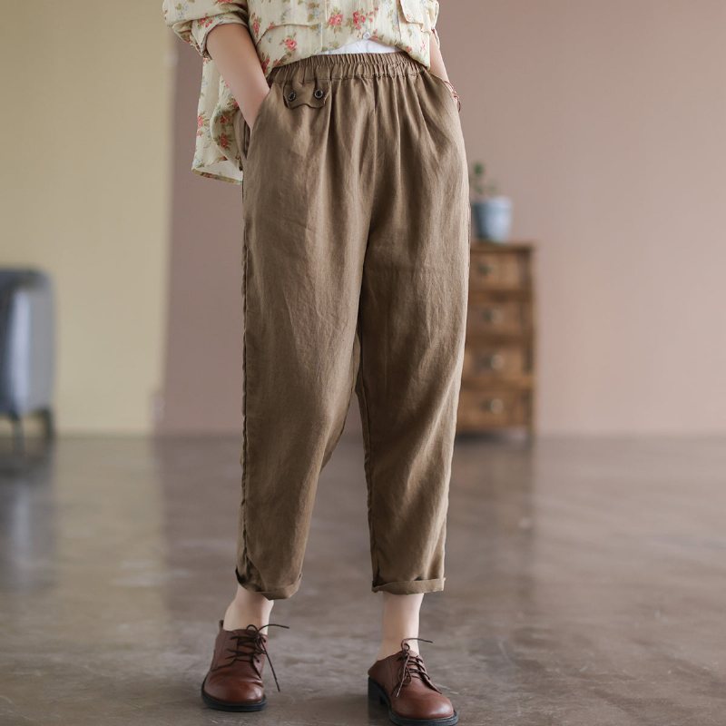 Dame Lin Retro Løs Casual Ninth Harem Bukser