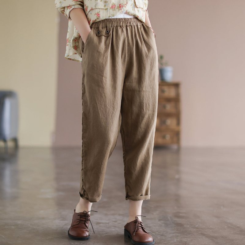 Dame Lin Retro Løs Casual Ninth Harem Bukser