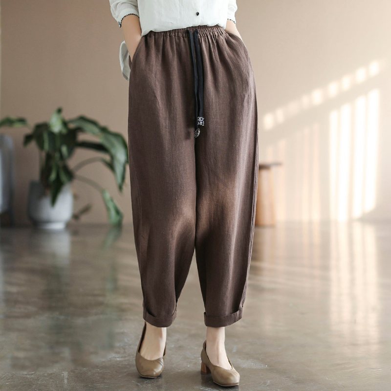 Dame Retro Spring Lin Casual Løse Bukser