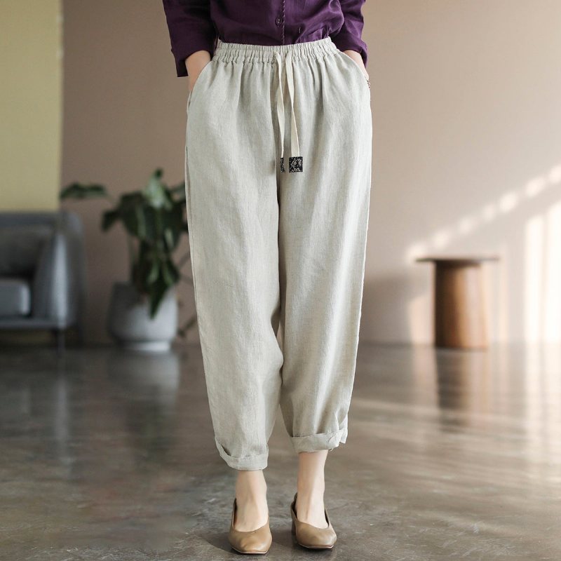 Dame Retro Spring Lin Casual Løse Bukser