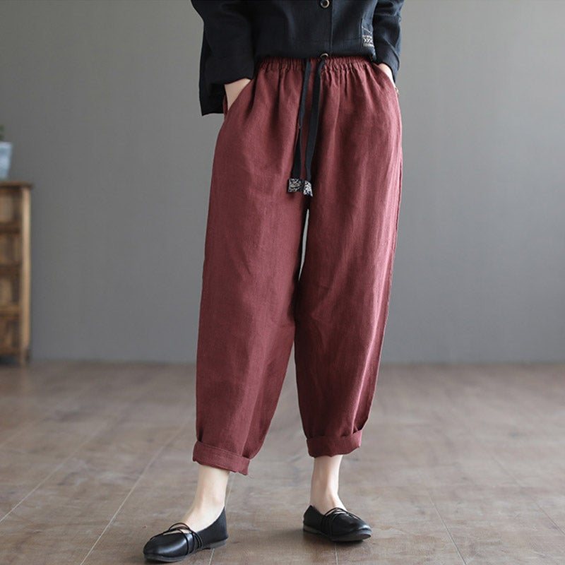 Dame Retro Spring Lin Casual Løse Bukser