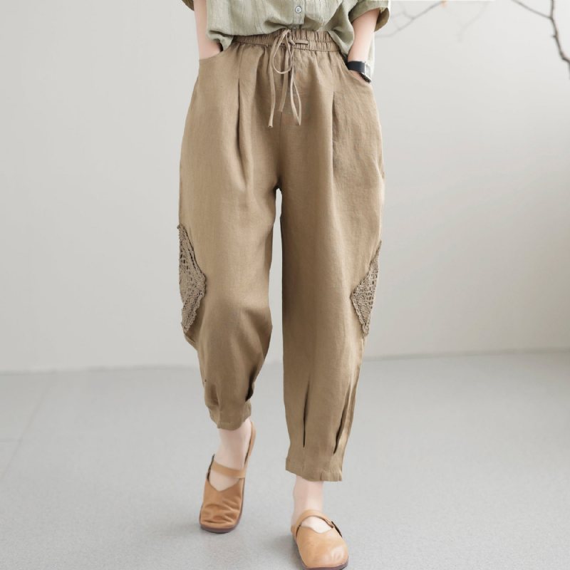 Dame Sommer Casual Løs Hul Tynn Linbukser