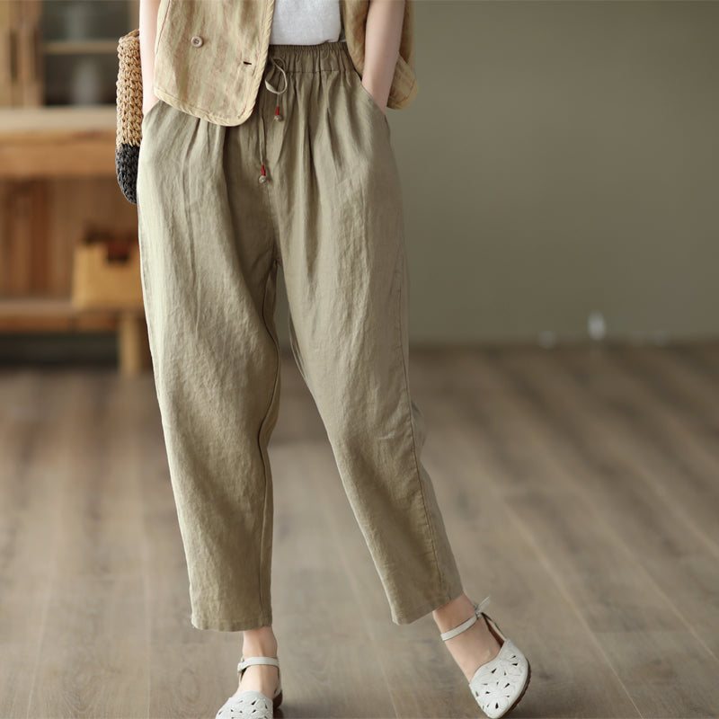 Dame Sommer Retro Lin Harem Bukser