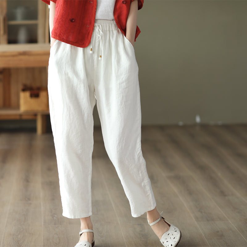 Dame Sommer Retro Lin Harem Bukser