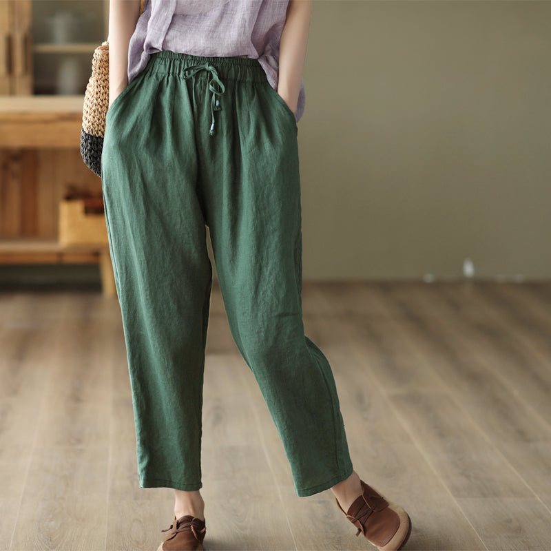 Dame Sommer Retro Lin Harem Bukser