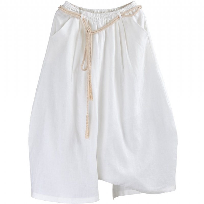 Dame Statement Casual Hvit Linbukse