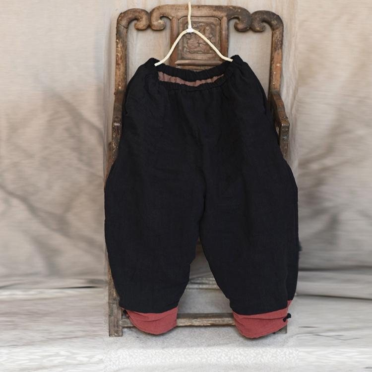 Elastisk Midjesøm Lin Casual Bukser Med Brede Ben