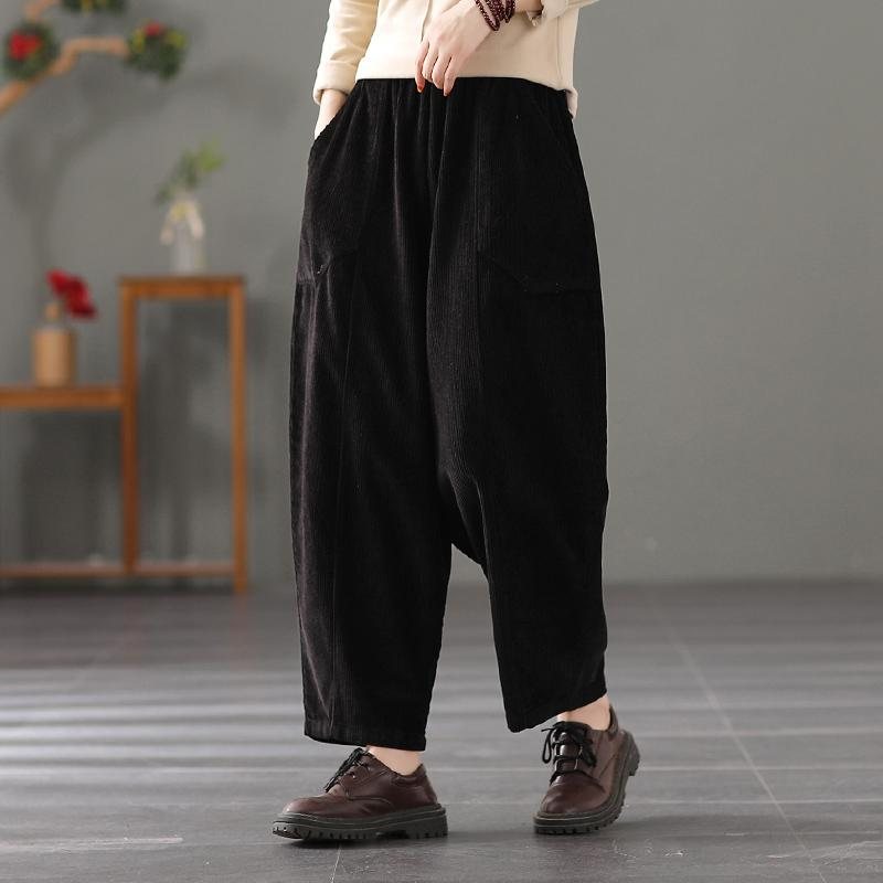Høst Retro Corduroy Harem Løse Bukser
