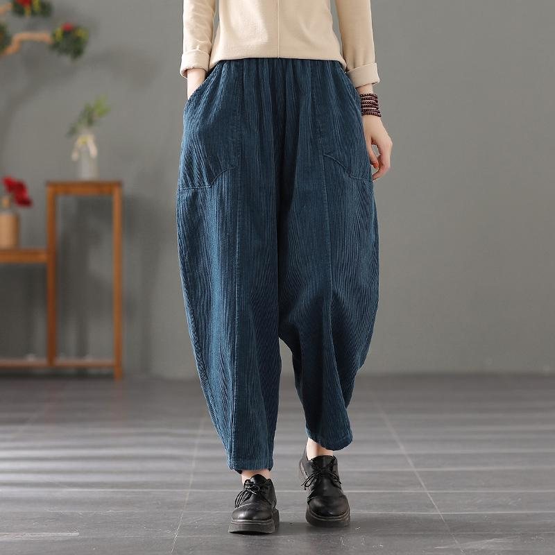 Høst Retro Corduroy Harem Løse Bukser