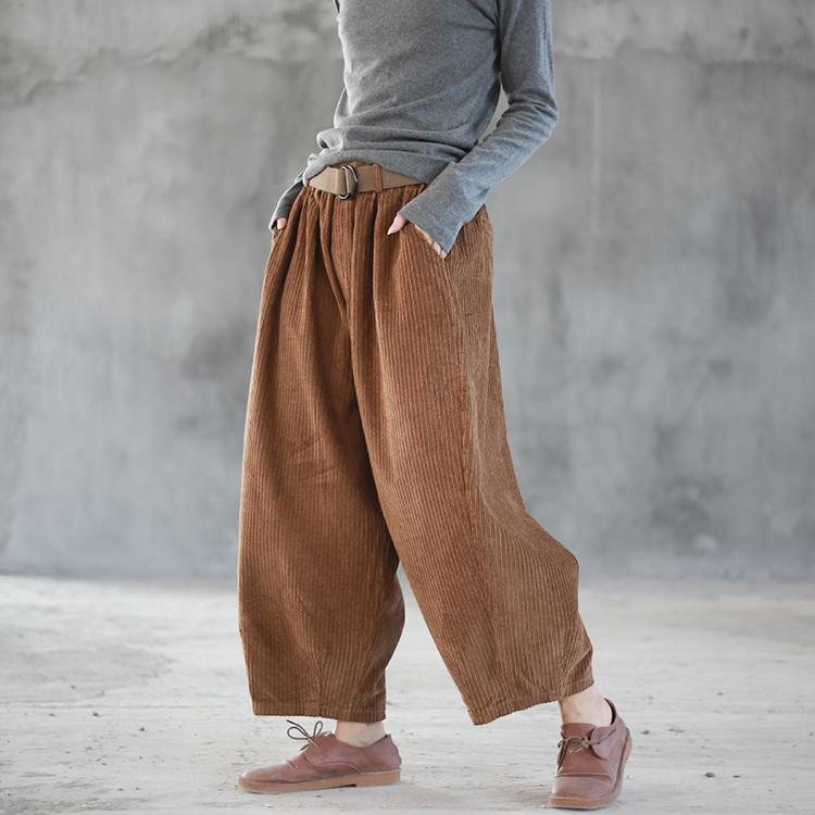 Høst Vinter Elastisk Midje Retro Corduroy Casual Bukser