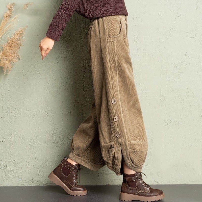 Høst Vinter Løs Casual Plush Bloomers Corduroybukser