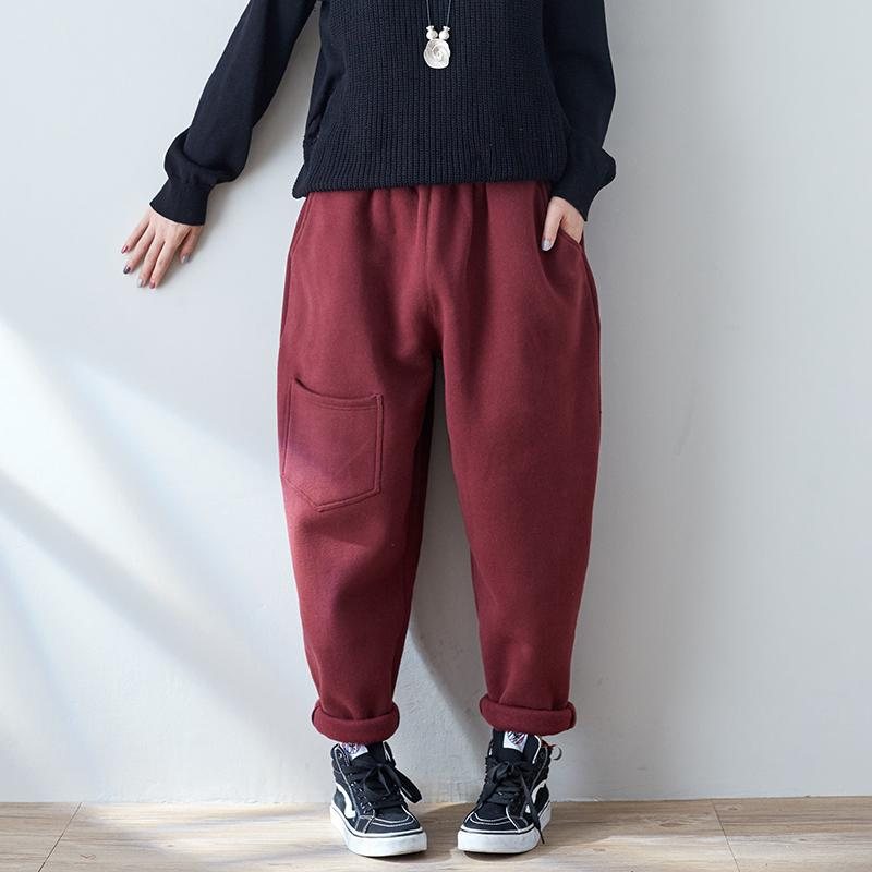 Høst Vinter Varm Fleece Joggebukse