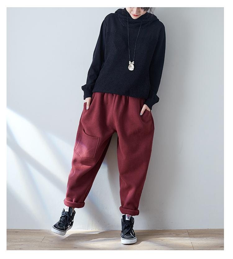 Høst Vinter Varm Fleece Joggebukse