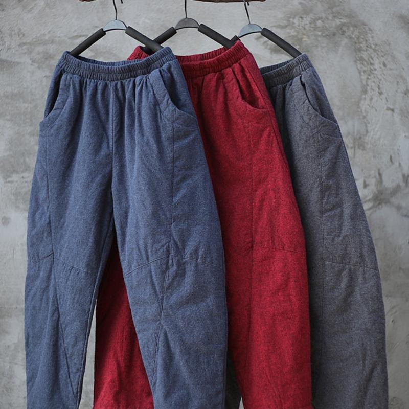 Litterært Børstet Jacquard Retro Linbukser I Bomull