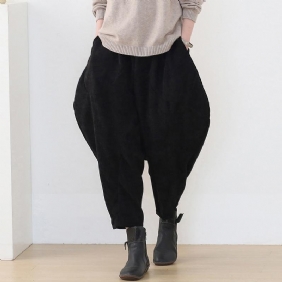 Plus Size Høst Løs Corduroy Bukser Med Vidde Ben