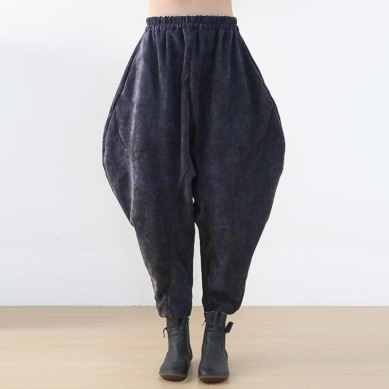 Plus Size Høst Løs Corduroy Bukser Med Vidde Ben