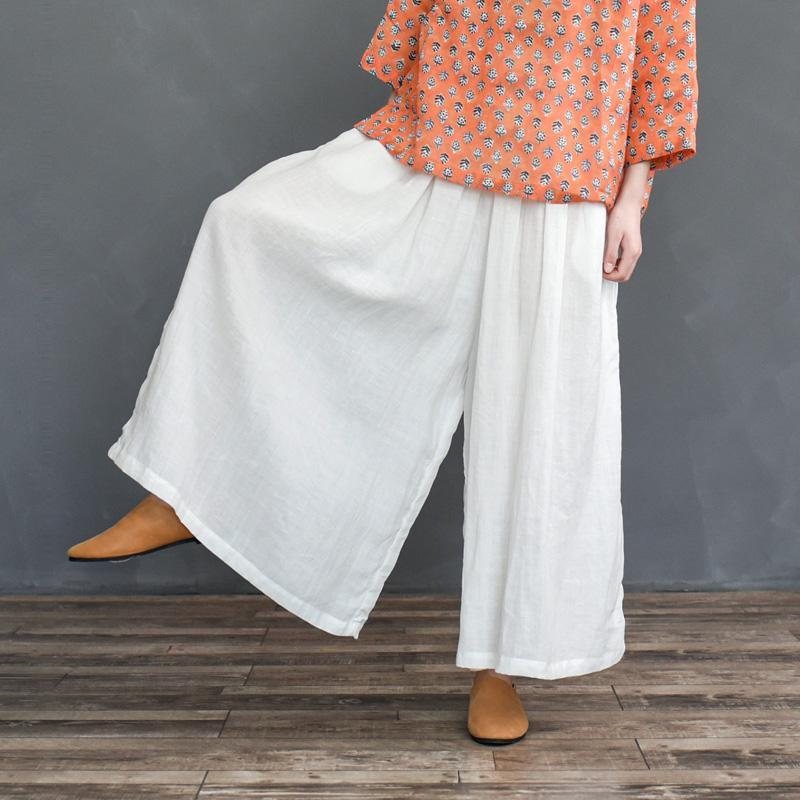 Pure Lin Large Size Cotton Lin Bukser Med Vidde Ben