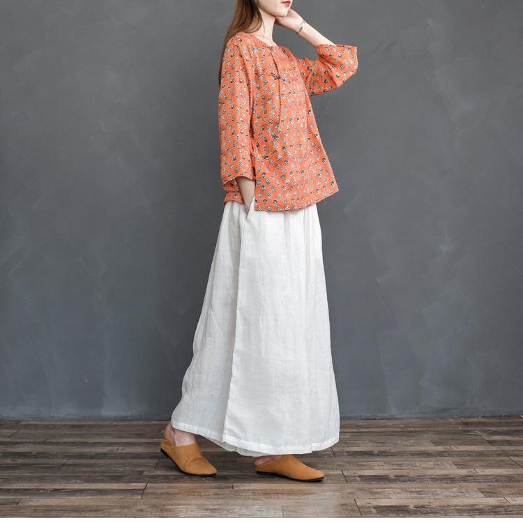 Pure Lin Large Size Cotton Lin Bukser Med Vidde Ben