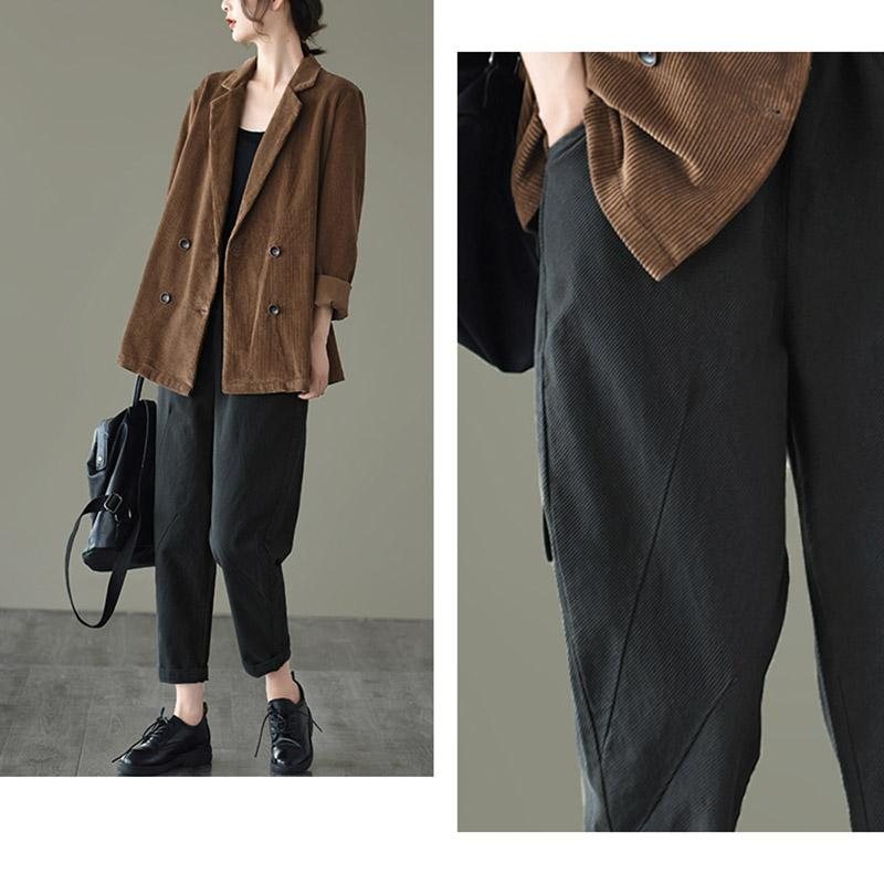 Retro Elastisk Midje Casual Bomullsbukser