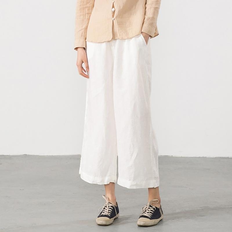 Retro Wide Leg Bomull Linbukser