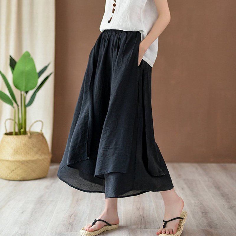 Solid Tiered Bukser Culottes