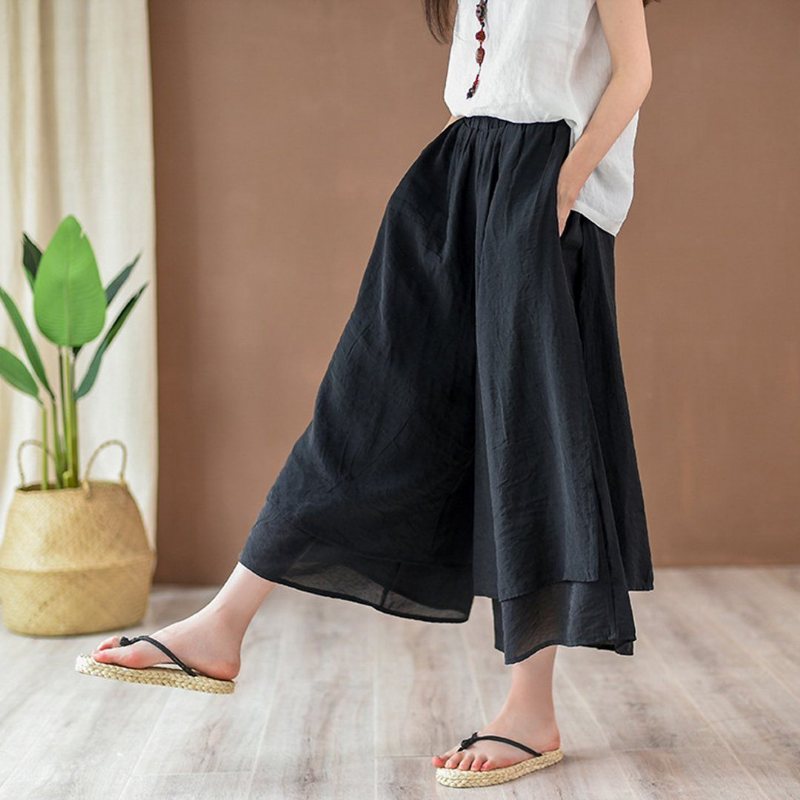 Solid Tiered Bukser Culottes