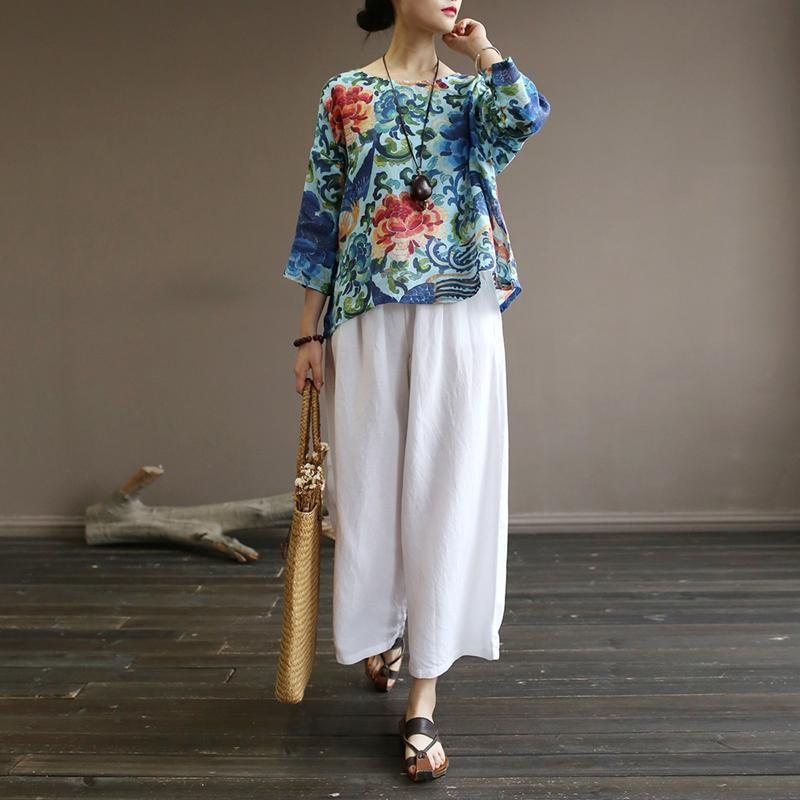 Summer White Cotton Straight Wide Leg Bukser