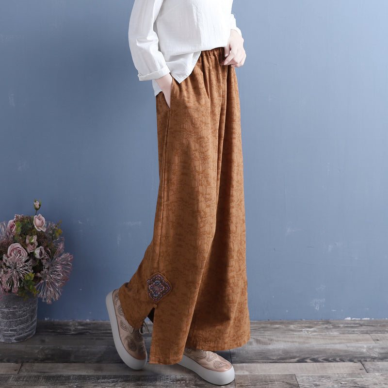 Vår Sommer Kvinner Retro Løs Patchwork Split Bottom Bukser