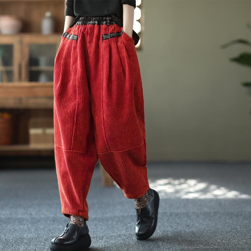 Vinter Corduroy Bloomers Løst Polstret Haremsbukse