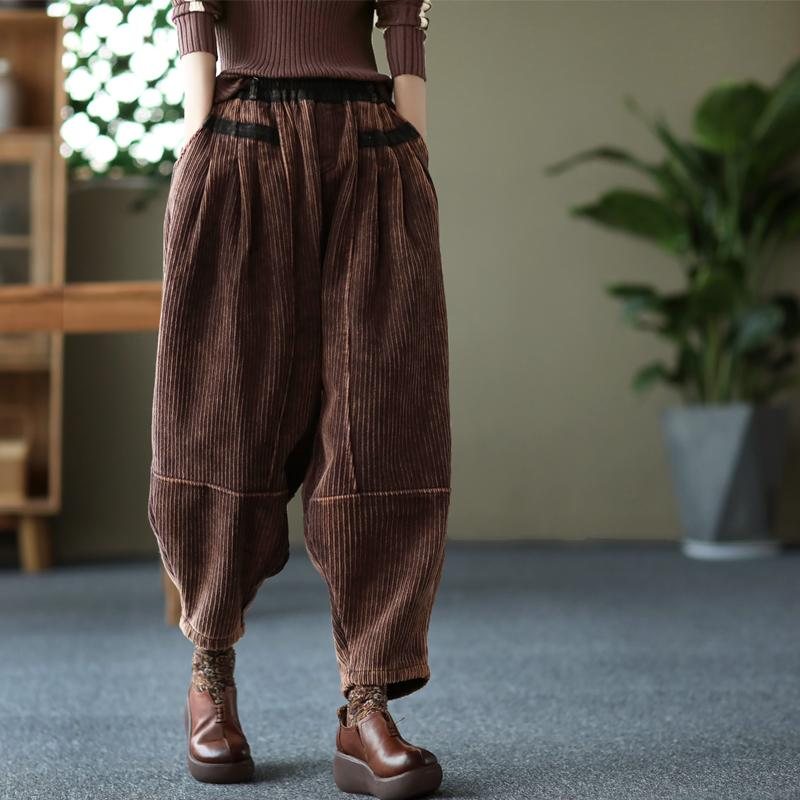 Vinter Corduroy Bloomers Løst Polstret Haremsbukse