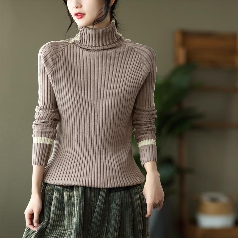 Høst Vinter Turtleneck Stretch Slim Strikket Genser