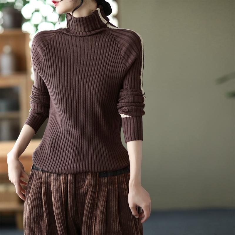 Høst Vinter Turtleneck Stretch Slim Strikket Genser