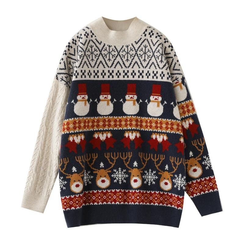 Vinter Dame Julestil Ull Strikket Genser