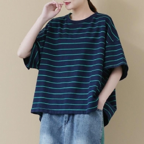Plus Size Løs Stropp Casual T-skjorte I Bomull