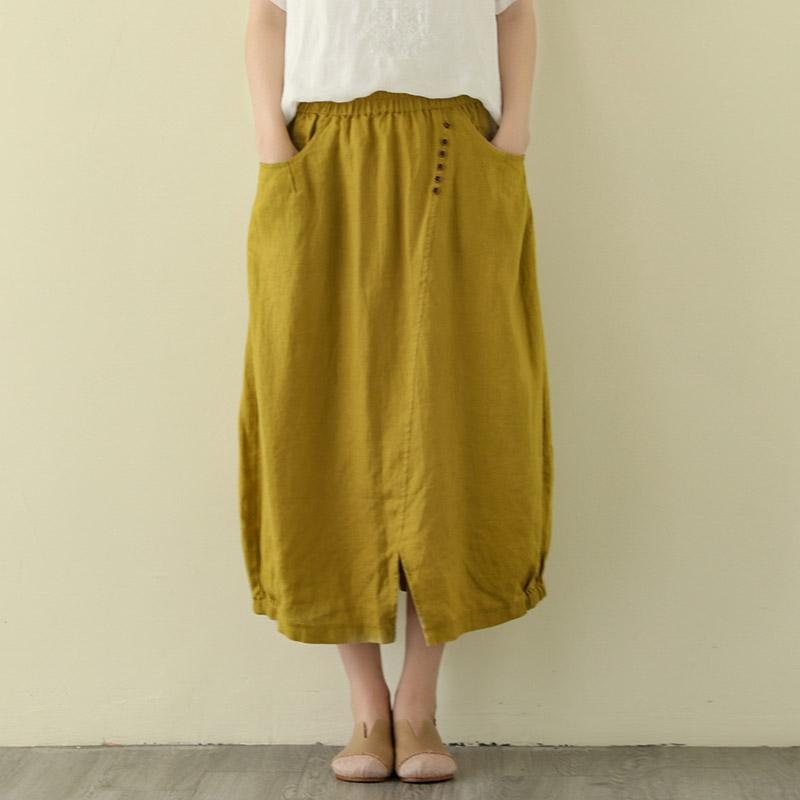 A-linje Split Casual Linskjørt