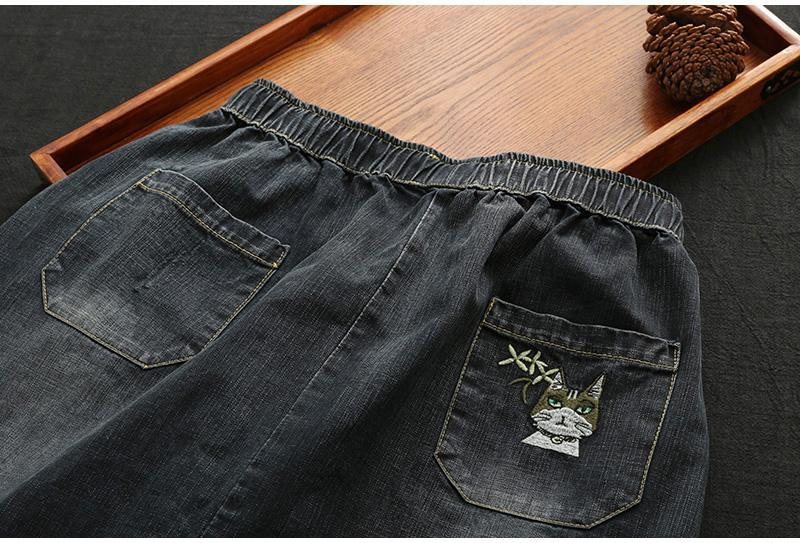Denimbroderi Retroskjørt