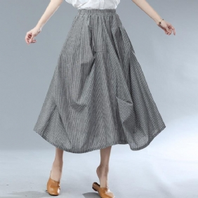 Plus Size Summer Stripe Uregelmessig Bomullsskjørt