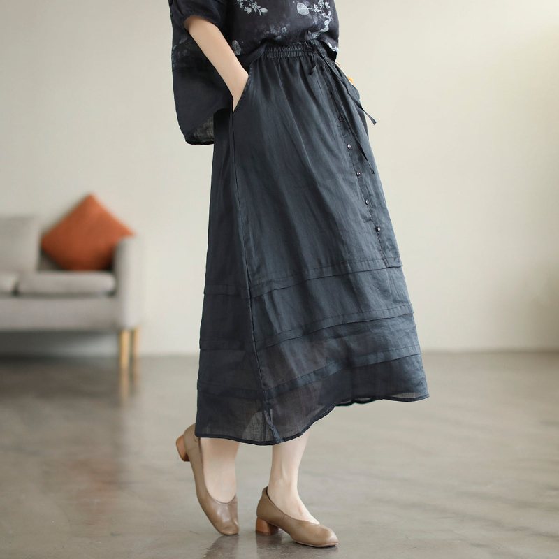 Retro A-line Sommer Patchwork Linskjørt
