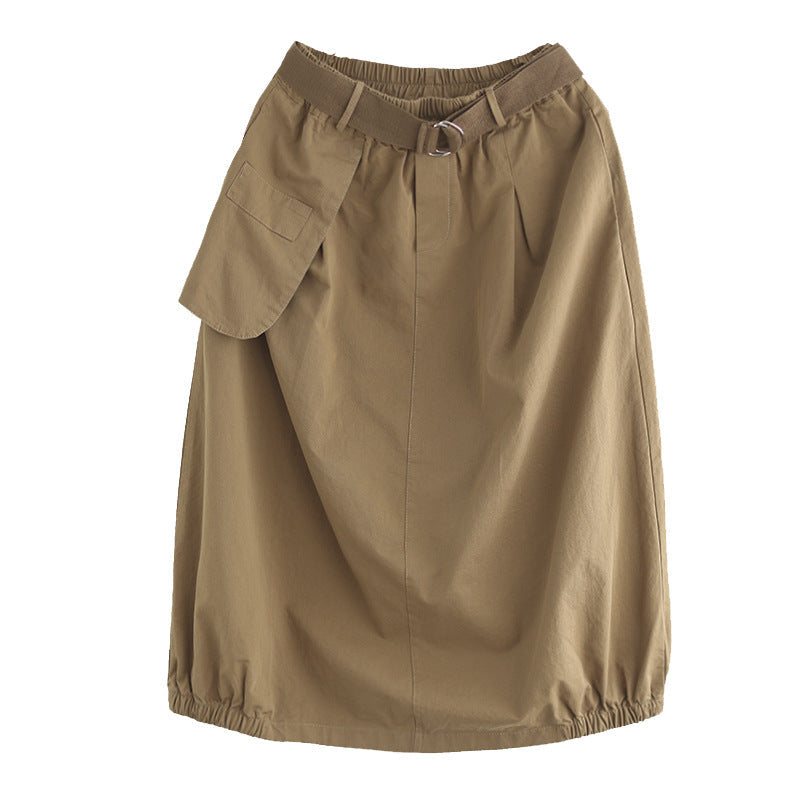 Sommer Solid Cotton Vintage Løst Skjørt