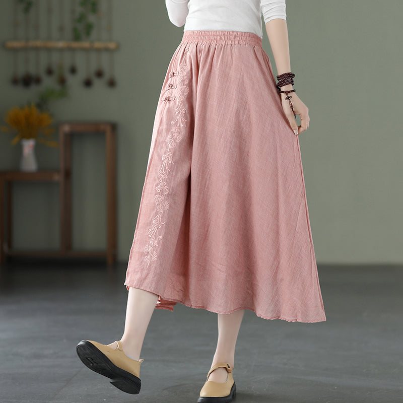 Vår Sommer A-line Lin Retro Midi-skjørt