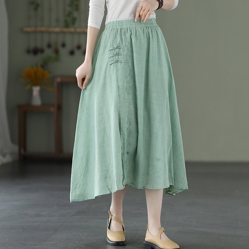 Vår Sommer A-line Lin Retro Midi-skjørt