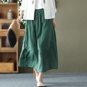 Vår Sommer Lin Retro A-line Casual Skjørt