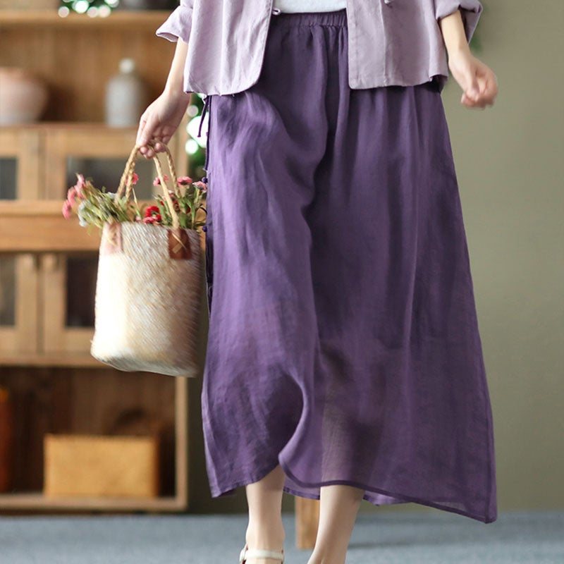Vår Sommer Lin Retro A-line Casual Skjørt