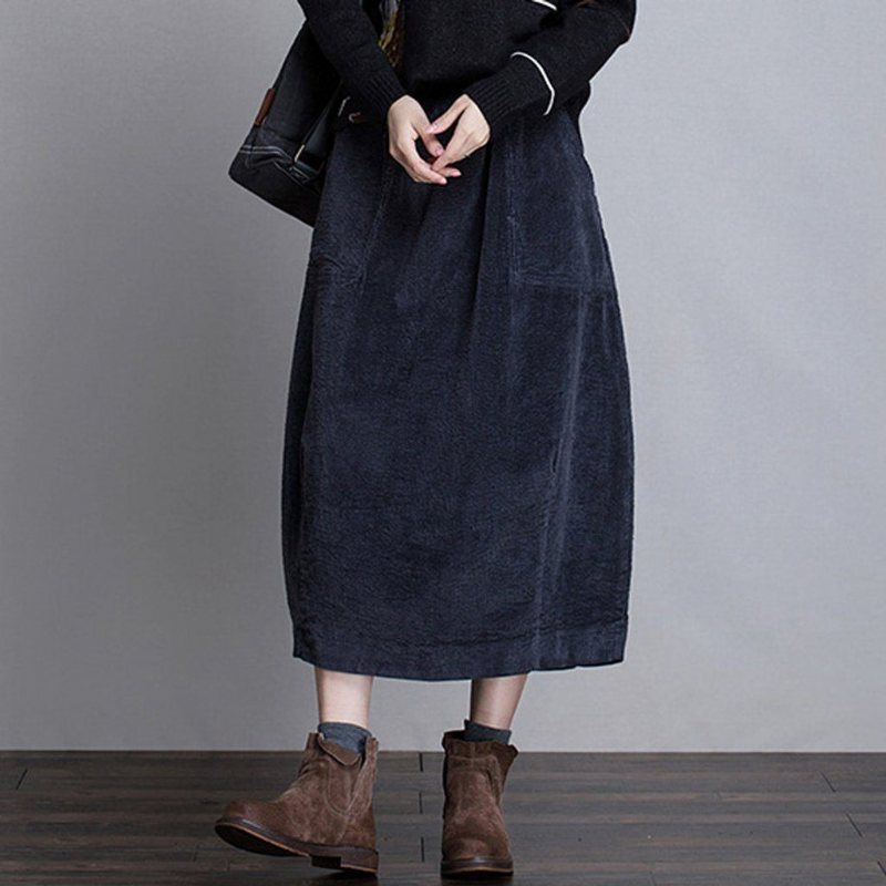 Vinter Casual Dame Corduroy-skjørt