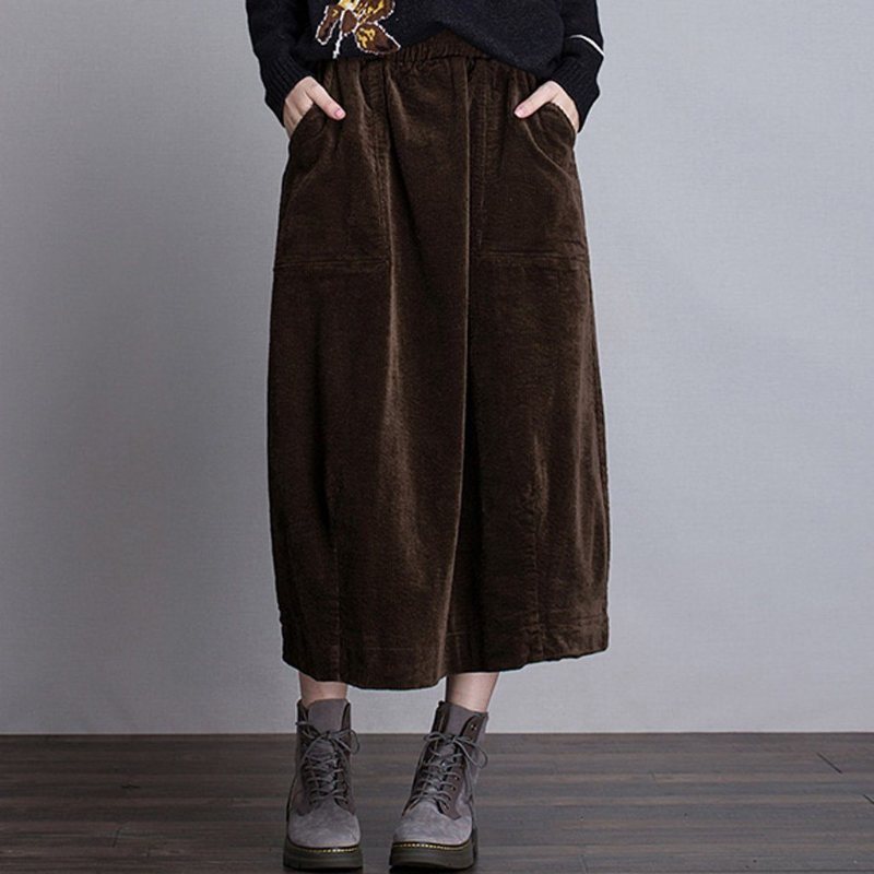 Vinter Casual Dame Corduroy-skjørt