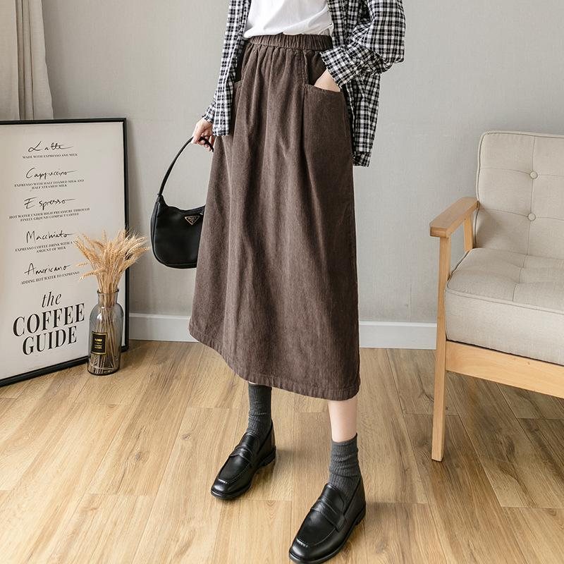 Vinter Vår Retro Corduroy Cotton A-line Skjørt