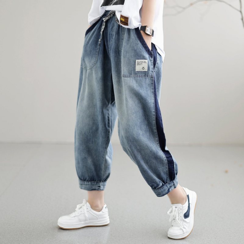 Dame Casual Løse Patchwork Sommer Tynne Jeans