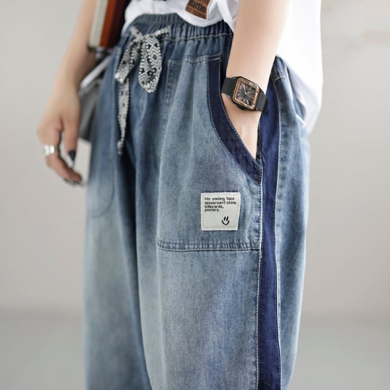 Dame Casual Løse Patchwork Sommer Tynne Jeans