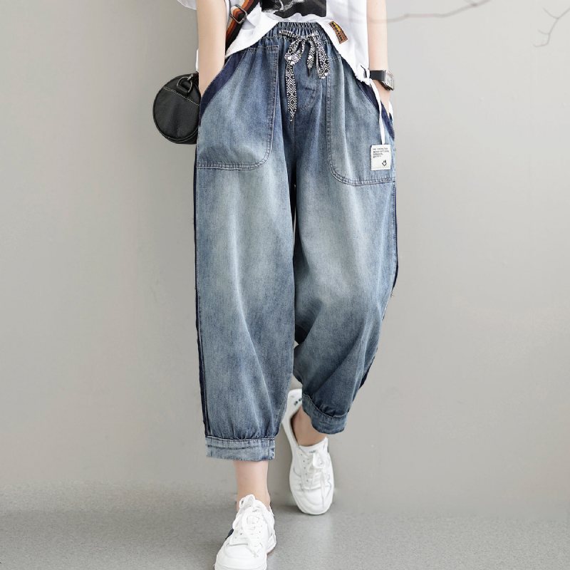 Dame Casual Løse Patchwork Sommer Tynne Jeans